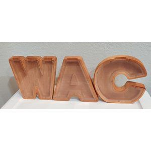 "A" "W" "C" Money Box Bank Wooden Piggy Saving Letter 3 Alphabet AWC Coin Gift